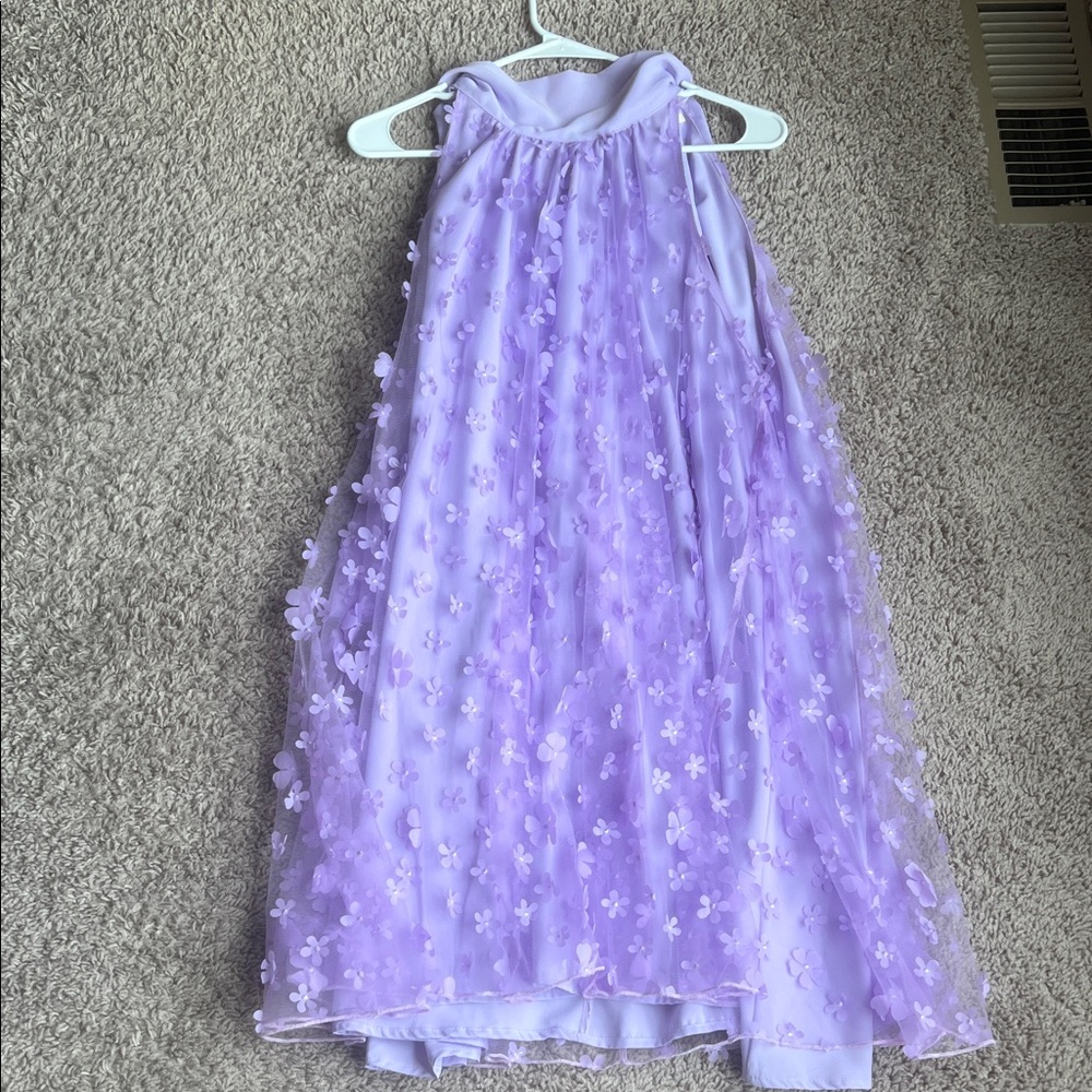 entro Lavender Floral Appliqué Halter Dress